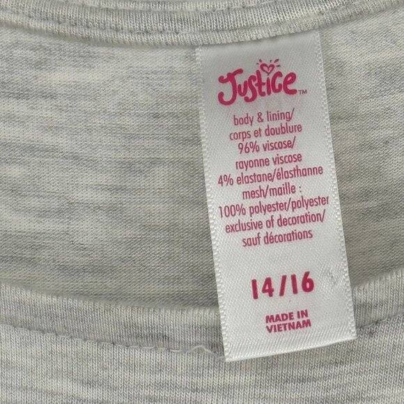 Justice Girls' Unicorn Sequin Dress Grey & Pink Short Sleeve Size 14 -16 - Picture 7 of 11